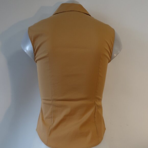 Womens Prada Mustard Sleeveless Button-Up Designer Shirt Top 38 US/2 - Picture 6 of 10